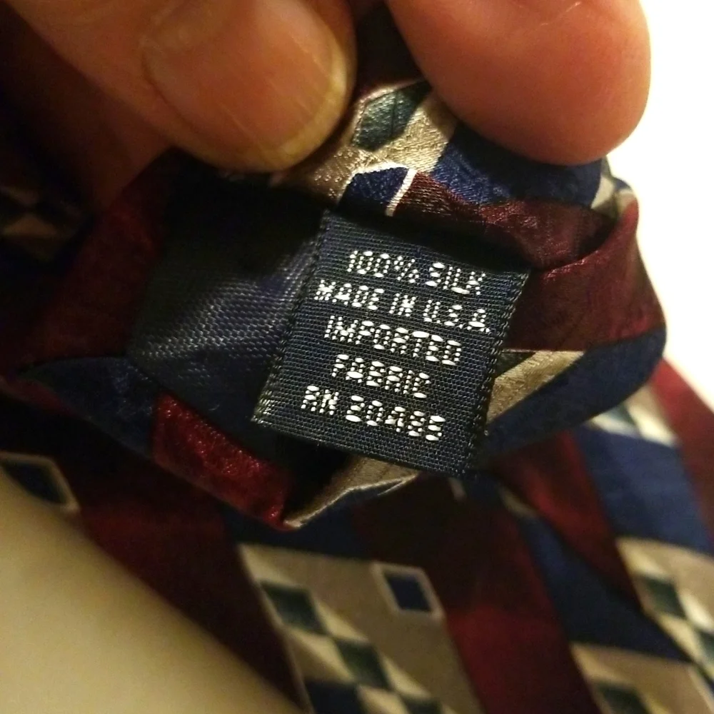 Stafford Exec Tie Woven USA Import Silk Tipped Bar & Slip String Red Blue 54